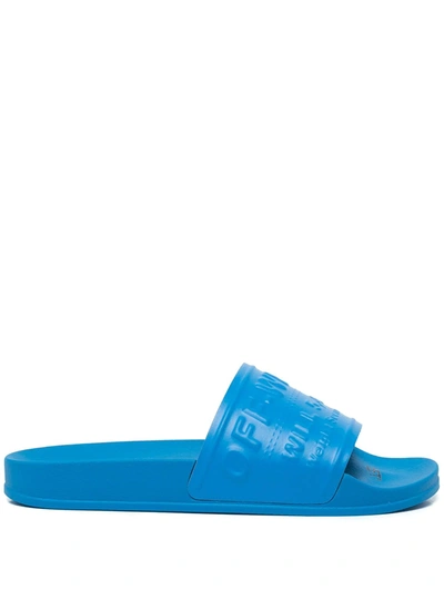 Shop Off-white Logo-embossed Slip-on Slides In Blue