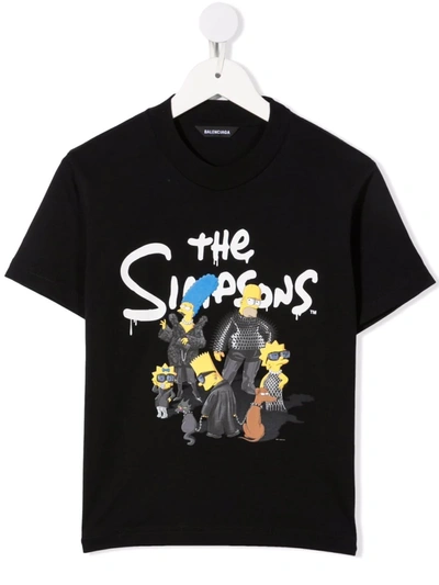 Shop Balenciaga The Simpsons-print Cotton T-shirt In Black
