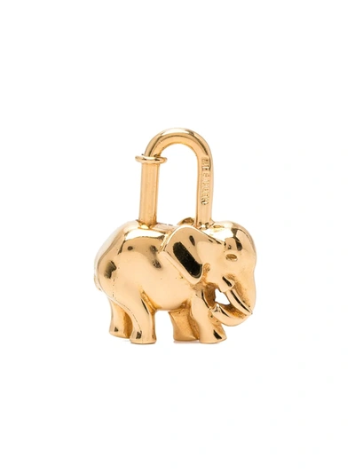 Pre-owned Hermes 1998  Elephant Motif Cadena Padlock In Gold