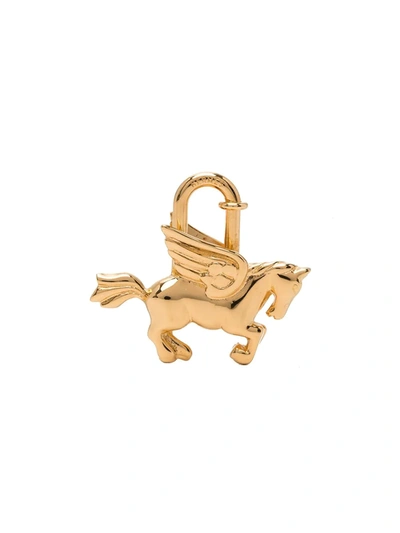 Pre-owned Hermes 1993  Pegasus Motif Cadena Padlock In Gold