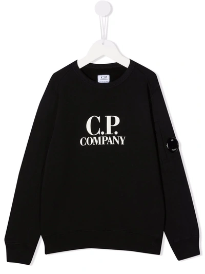 Shop C.p. Company Logo-print Cotton Sweatshirt In Black