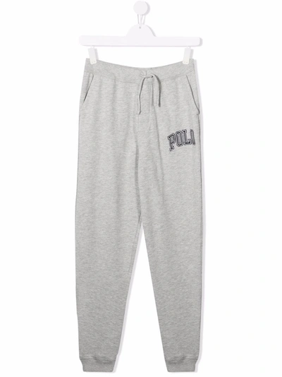 Shop Ralph Lauren Logo-print Cotton Track Trousers In Grey