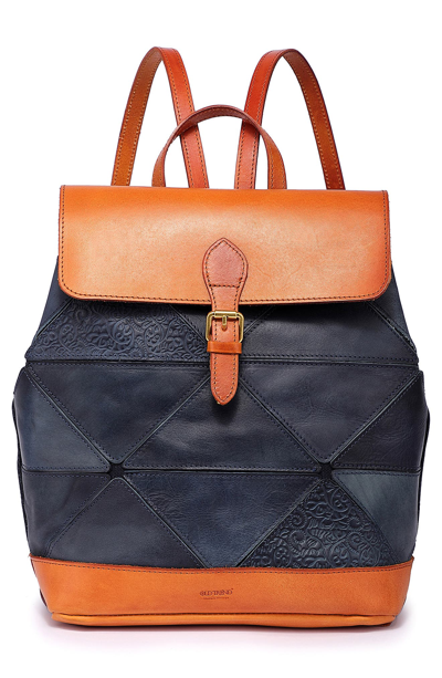 Shop Old Trend Prism Leather Backpack In Navy