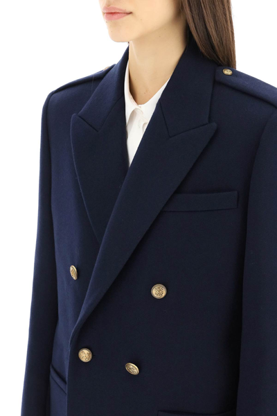 Shop Saint Laurent Cashmere Coat In Blue