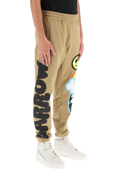 Shop Barrow Printed Cotton Sweatpants In Brown,black