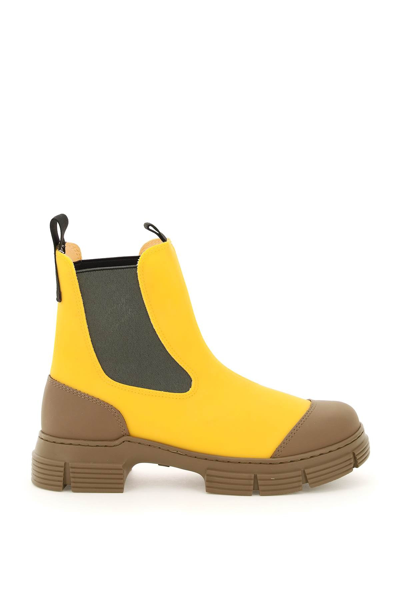 Shop Ganni Recycled Rubber Chelsea Boots In Yellow,beige