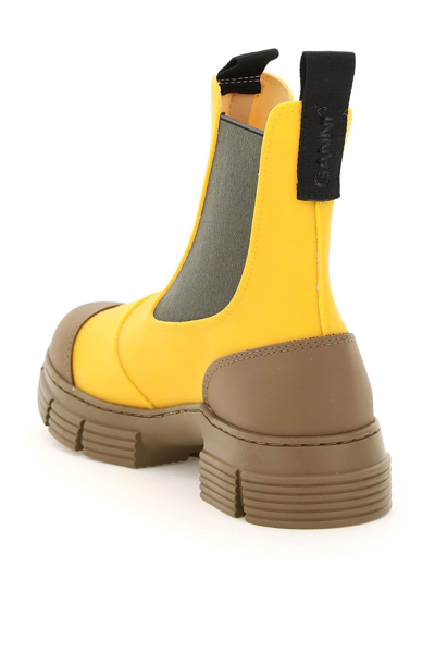 Shop Ganni Recycled Rubber Chelsea Boots In Yellow,beige
