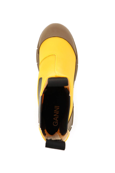 Ganni Recycled Rubber Chelsea Rain Boot In Yellow,beige
