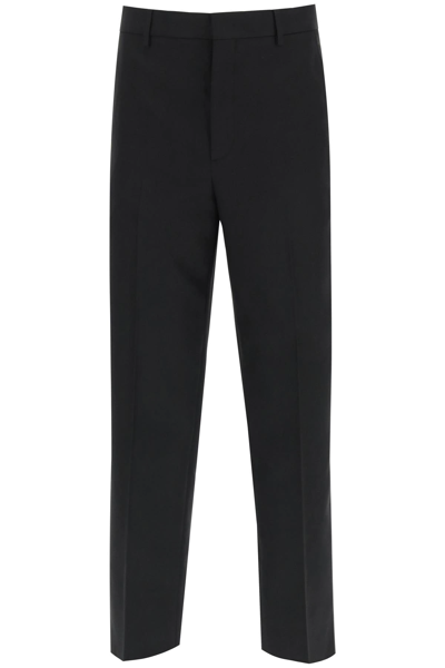 Shop Valentino Technical Wool Trousers In Black