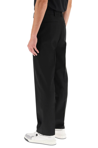 Shop Valentino Technical Wool Trousers In Black