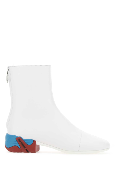 Shop Raf Simons Block Heel Ankle Boots In White