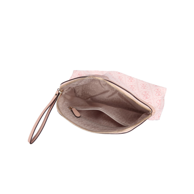 GUESS/盖尔斯 BRAMBLE 2系列 美国正品潮流字母印花化妆手拿包 粉色 小号钱包女