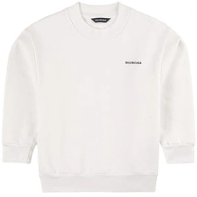 Shop Balenciaga White Logo Sweatshirt