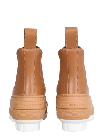Stella Mccartney Duck Rubber-trimmed Vegetarian Leather Chelsea Boots In Brown