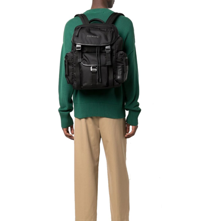 Premiata Versatile Backpack With Multiple Zippered Pockets In Black