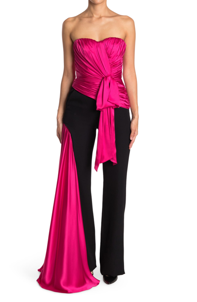 Shop Moschino Ruched Cape Unitard Jumpsuit In Pink