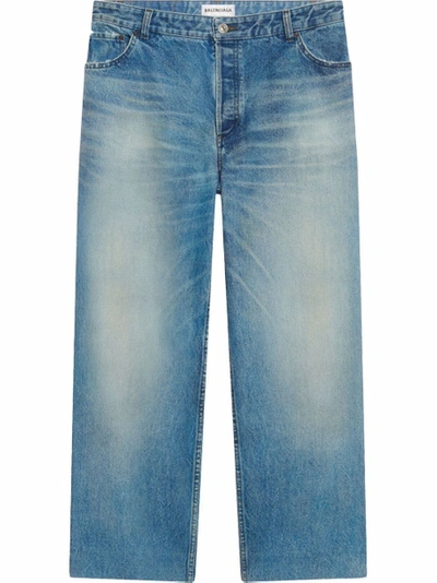 Shop Balenciaga Faded Effect Jean Electric Blue