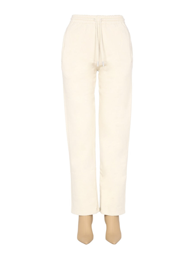 Off-white Women's Jogging Pants With Elastic Waist And Drawstring In White