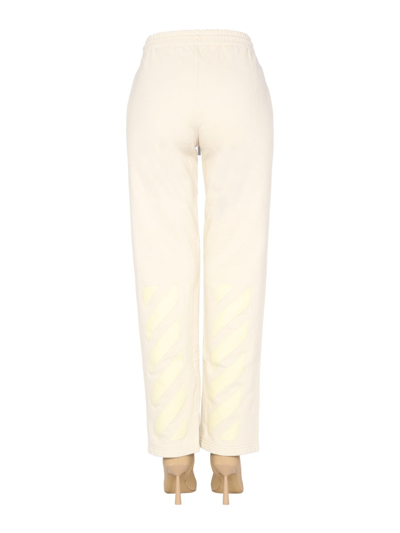 Off-white Women's Jogging Pants With Elastic Waist And Drawstring In White