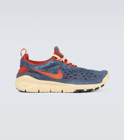 Shop Nike Free Run Trail Sneakers In Thunder Blue/orange-cinnabar