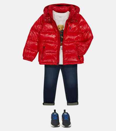 Shop Polo Ralph Lauren Down Jacket In Rl 2000 Red Glossy
