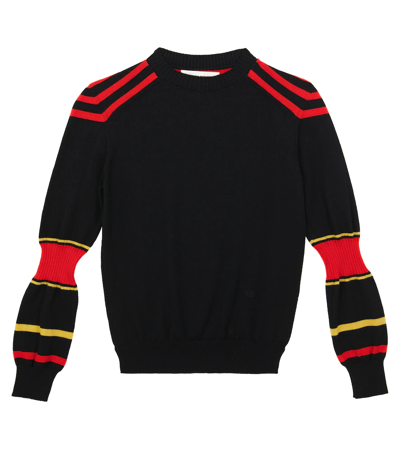 Shop Victoria Beckham X The Woolmark Company Striped Wool Sweater In Navy/mustard/bright Red