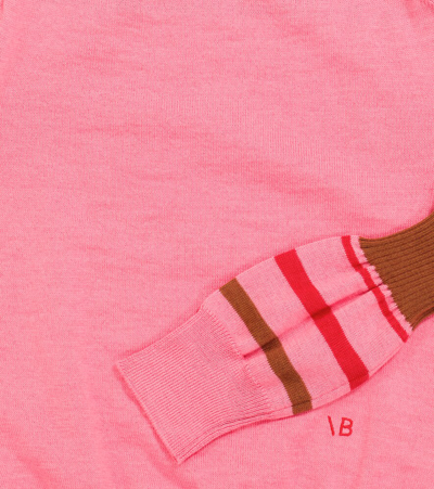 Shop Victoria Beckham X The Woolmark Company Striped Wool Sweater In Pink/bright Red/dark Camel