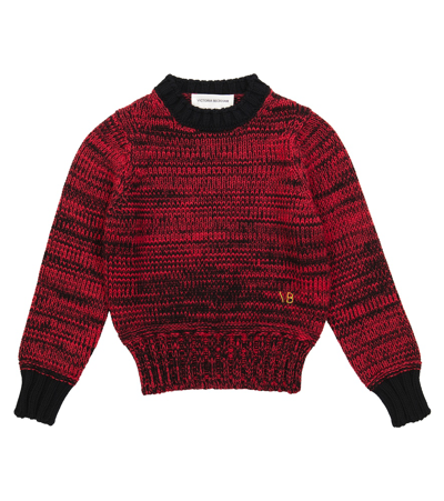 Shop Victoria Beckham X The Woolmark Company Wool Sweater In Bright Red/navy Mouline