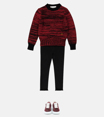 Shop Victoria Beckham X The Woolmark Company Wool Sweater In Bright Red/navy Mouline