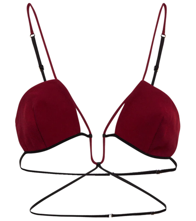 Shop Nensi Dojaka Tie-trimmed Gabardine Bra In Fuchsia