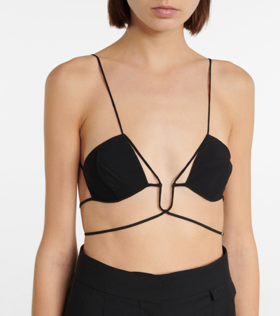 Nensi Dojaka Stretch Gabardine Angular Bra In Black