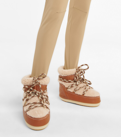 Shop Chloé X Moon Boot Leather-trimmed Snow Boots In Luminous Ochre