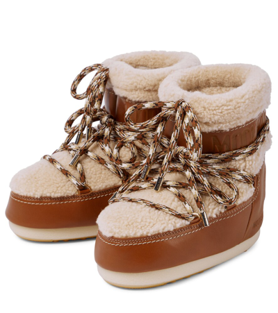 Shop Chloé X Moon Boot Leather-trimmed Snow Boots In Luminous Ochre