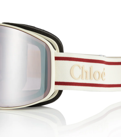 Shop Chloé Logo Ski Goggles In White-white-violet