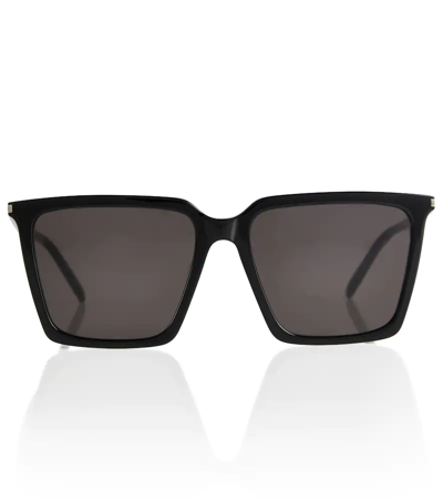 Shop Saint Laurent Sl 474 Square Sunglasses In Black-black-black
