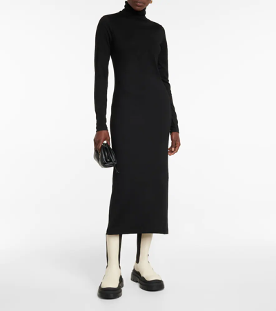 Shop Polo Ralph Lauren Wool-blend Knit Midi Dress In Polo Black