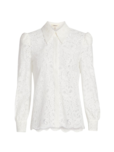 Shop L Agence Women's Jenica Lace Blouse In Ivory