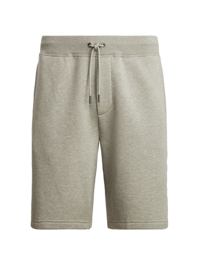 Shop Ralph Lauren Men's Double Layer Cotton-blend Sweat Shorts In Classic Light Grey Heather