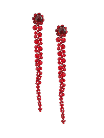 Shop Simone Rocha Crystal Drip Earrings In Blood Red