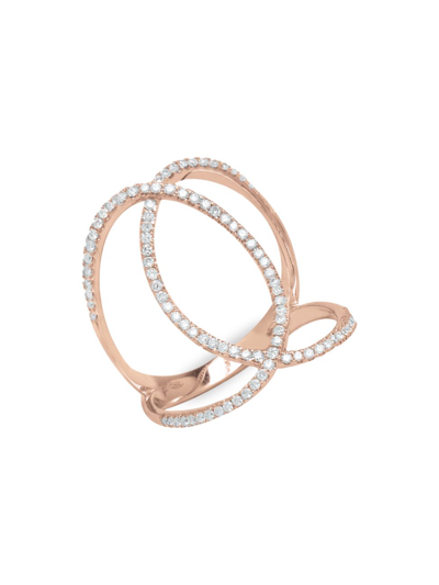 Shop Djula Women's Graphique 18k Rose Gold & Diamond Double C Ring In Pink Gold