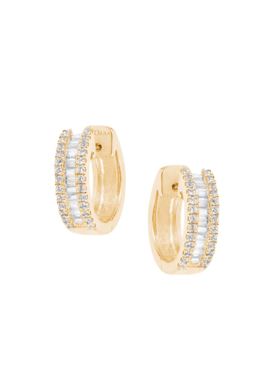 Shop Djula Women's Eclat 18k Yellow Gold & Diamond Hoop Earrings