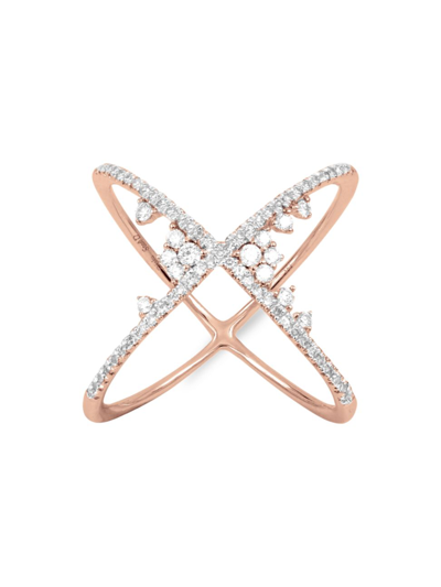 Shop Djula Women's Fairytale 18k Rose Gold & Diamond Crossed Ring In Pink Gold