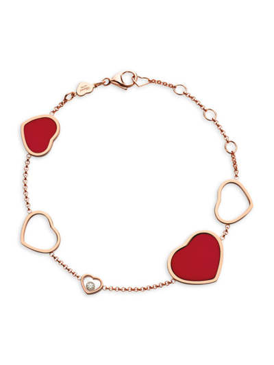 Shop Chopard Women's Happy Hearts 18k Rose Gold, Enamel & Diamond Charm Bracelet