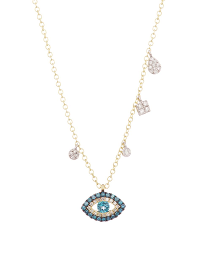 Shop Meira T Women's 14k Gold & Diamond Celestial Pendant Necklace In Yellow Gold