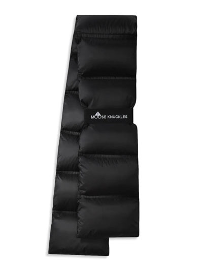 Shop Moose Knuckles Men's Nahanni Down & Feather Fill Quilted Scarf In Black