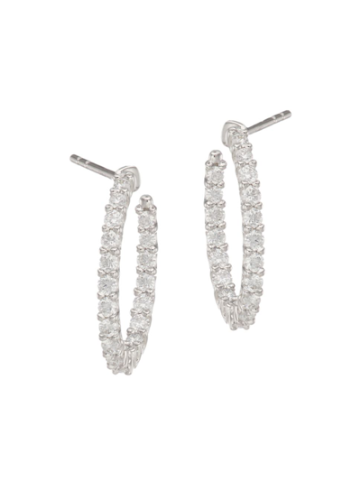 Shop Hearts On Fire Women's Signature 18k White Gold & 0.61 Tcw Diamond Oval Inside-out Hoop Earrings