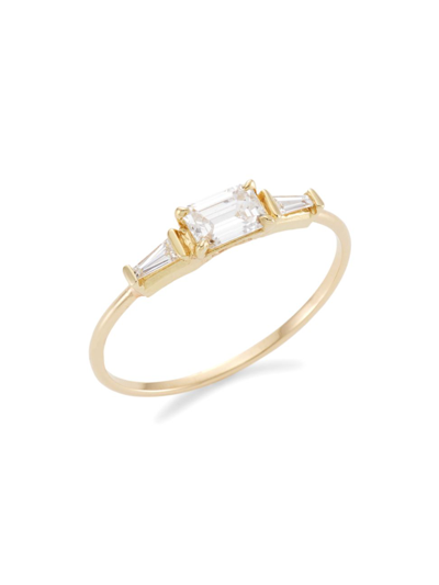Shop Zoã« Chicco Women's Paris 14k Gold & Diamond Emerald Cut Ring In Yellow Gold