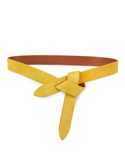 Shop Isabel Marant Women's Lecce Velvety Leather Wrap Belt In Yellow