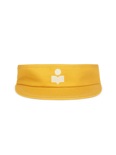 Shop Isabel Marant Women's Tyry Embroidered Logo Visor In Yellow