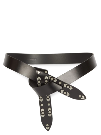 Shop Isabel Marant Women's Lecce Embellished Leather Wrap Belt In Black